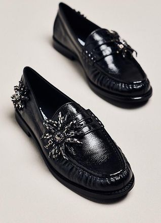 Lola Cruz Beaded Flower Loafers