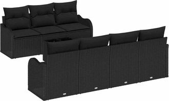 vidaXL Vidaxl - Conjunto de sofá de jardín Manual 8 pcs Negro 55 x 55 x 37 cm