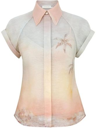 Zimmermann Illuminate shirt - women - Linen/Flax/Silk/Elastane/Recycled Polyester - 4 - Pink