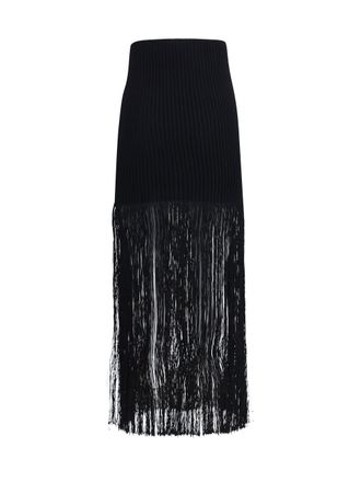 Alaia Womens Pencil Skirt Fringe Black Viscose
