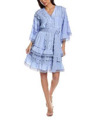 Beulah Floral Lace Detail Tiered Flounce Mini Dress