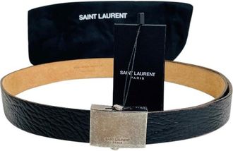 Saint Laurent Bellechasse Textured Leather Belt Size S