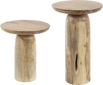 Mathi Design Duo de mesas auxiliares redondas de madera de acacia