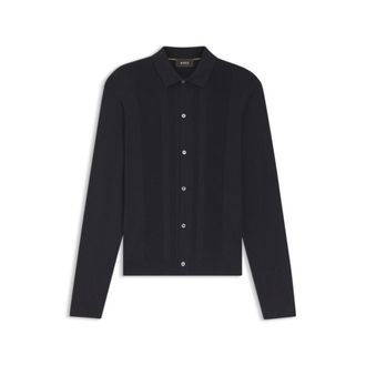BOSS Silk cardigan with mesh paneling
