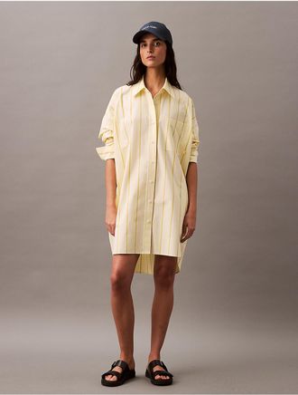 Calvin Klein Jeans Calvin Klein Womens Stripe Relaxed Shirt Dress - Yellow - XS