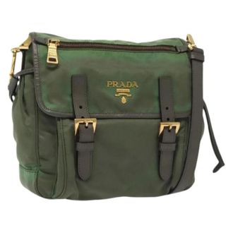 Prada Pre-owned Nylon prada-bags - Dames - Pre-owned - Groen - Maat: ONE Size Nylon