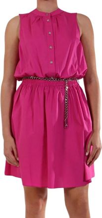 Michael Kors Kleedjes, Dames, Roze, S, Katoen, Stretch Katoen Poplin Mini Jurk