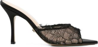 Mach & Mach Devon Chantilly Kant Mules - Dames - Muiltjes - Zwart - 37 EU - Schoenen