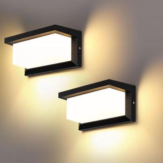 OEM L&aacute;mpara Pared Led Exteriores, 2 Unidades, Ip66, Resistente L&aacute;mpara Pared Rectangular Aluminio Exteriores, Luz Blanca C&aacute;lida. [clase Energ&eacute;tica G]