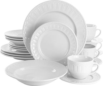 Elama Charlotte 20 Piece Porcelain Dinnerware Set in White