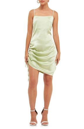 endless rose Ruched Satin Minidress in Pistachio at Nordstrom, Size X-Small