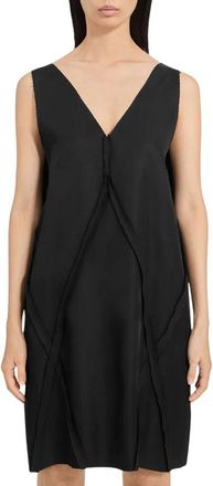 Maison Margiela V-neck Mini-jurk met Panel - Dames - Korte kleedjes - Zwart - S - Kleedjes