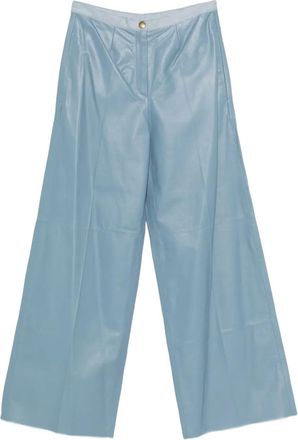 Forte_Forte Leren flared broek - Blauw