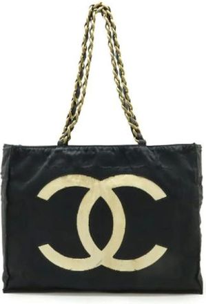 Chanel Pre-owned Tote Bags, female, Black, Size: ONE SIZE Pre-owned Nylon Vintage Tote Bag
