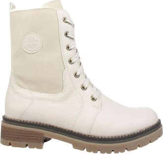 Rieker Casual Beige Enkellaarsjes - Dames - Veterlaarzen - Beige - 38 EU - Schoenen
