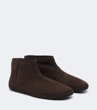 The Row Esther shearling-lined suede ankle boots