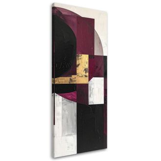 Feeby Impresi&oacute;n De Imagen, Abstracci&oacute;n Geom&eacute;trica En Tonos Burdeos, 40x120