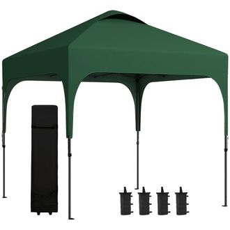 OUTSUNNY Cenador plegable 253x253x268 cm verde oscuro