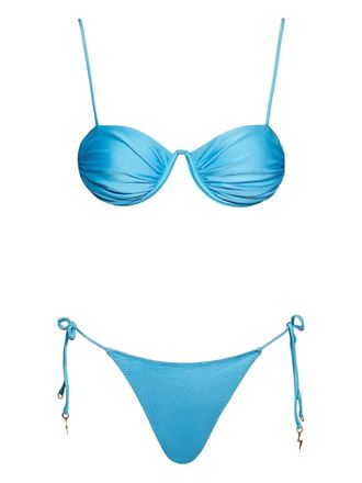 Noire Swimwear Monowire satijnen bikini - Blauw