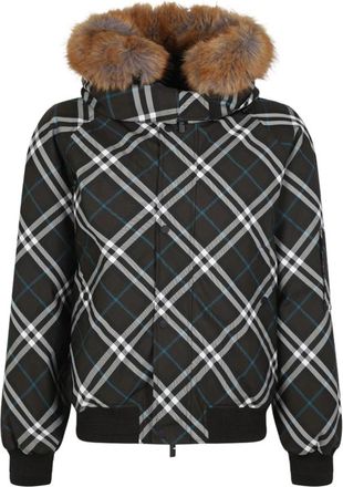 Burberry Multicolour Check Bomber Jacket - Heren - Winterjassen - Veelkleurig - M - Leer - Jassen