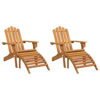 vidaXL Sillas De Jard&iacute;n Adirondack Con Reposapi&eacute;s 2 Uds Madera Acacia Vidaxl
