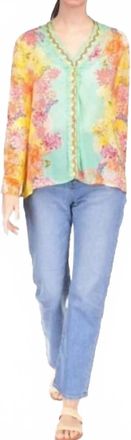 Johnny Was Ara Button Down Shirt In Orange Multi