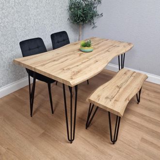 Kosy Koala Modern Dining Table Set With 2 Black Velvet Chairs & Bench Kitchen Dining Room Furniture in Brown