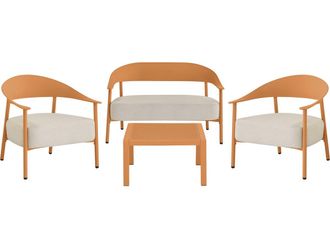 Habitat et Jardin Conjunto De Muebles De Jard&iacute;n c&eacute;ora De Metal Y Pl&aacute;stico - 4 Plazas - Naranja