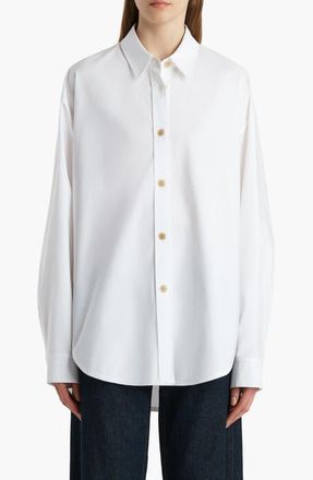 Khaite Organic Cotton Poplin Button-Up Shirt in White at Nordstrom, Size X-Large