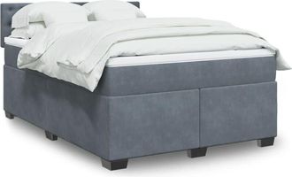 vidaXL Cama Box Spring Con Colch&oacute;n Terciopelo Gris Oscuro 140x200 Cm Vidaxl