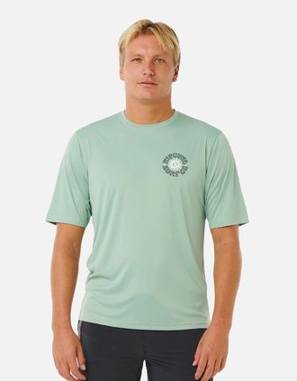 Rip Curl Mens Rip Curl Mens Pacific Rinse Surflite Short Sleeve Rash Vest - Green - Size: 42