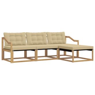 vidaXL Conjunto De Sof&aacute;s De Exterior Con Coj&iacute;n 4 Pcs Y Beige Vidaxl