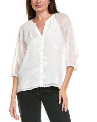 Vince Camuto Raglan Sleeve Button-Down Blouse