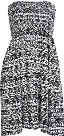 Generic Womens Sheering Boob Tube Strapless Bandeau Top Ladies Plain Off Shoulder Elasticated Bust Beach Summer Flared Swing Ruched Mini Dress Boobtube Top Pl