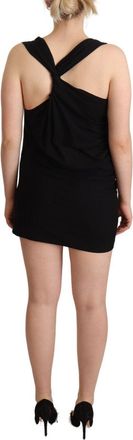 Roberto Cavalli Womens Black Sleeveless Cotton Sheath Mini Dress Elastane