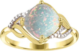 Diamond2Deal 10K Yellow Gold Opal and Diamond Engagement Ring ( 1.25Ct)