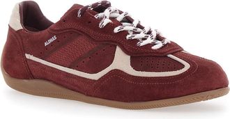Alohas Womens Suede Sneakers With Bordeaux Detail And Rubber Trainers