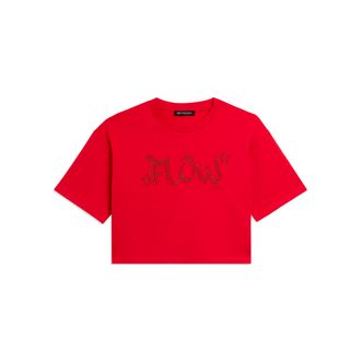 Freddy T-shirt Cropped con grafica FLOW e borchie