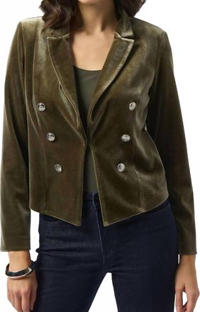 Joseph Ribkoff Velvet Knit Fitted Blazer In Khaki