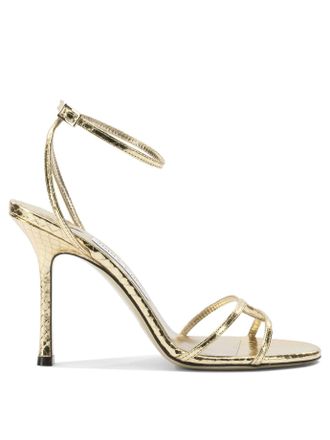 Jimmy Choo London Leo 100mm Sandals Gold