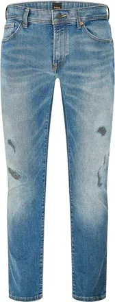 HUGO BOSS Heren Versleten 5 Zakjes Slim Jeans (Marineblauw)