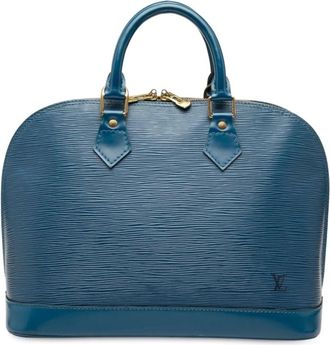 Louis Vuitton Pre-owned Leren Top Handle Satchel - Dames - Vintage Handtas - Blauw - ONE Size - Leer - Vintage