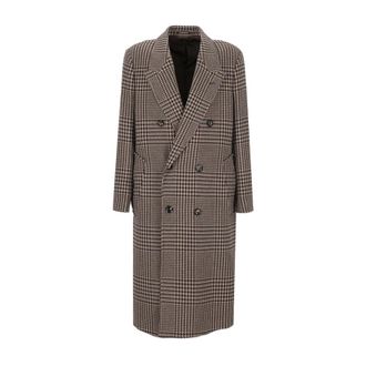 Emporio Armani Prince of Wales Wol Tijdjas - Heren - Mantels - Bruin - Maat: M Wol