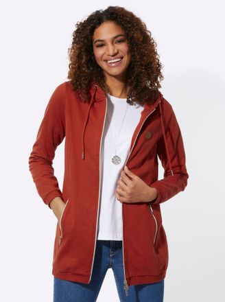 Casual Looks Shirtjacke CASUAL LOOKS Sweatjacke, Damen, Gr. 36, rot (rostrot), 100% Baumwolle, unifarben, Shirts Shirtjacke