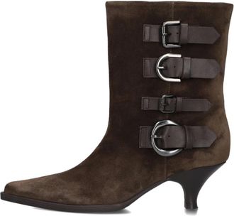 Elena Iachi E4564 Enkellaarsjes - Dames - Laarzen met Hak - Bruin - 37 EU - Su&egrave;de - Schoenen