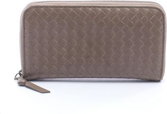 Bottega Veneta Gray Leather Long Wallet (Bi-Fold) (Pre-Owned)