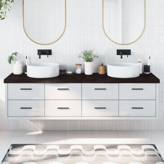 Berkfield Home Bathroom Countertop Dark Brown 200x50x(2-6) cm Treated Solid Wood in Grey