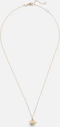 Stone and Strand Puffer Fish 14kt gold (585/1000) pendant necklace with diamonds