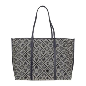Tory Burch Tory Burch, Tote Bags, female, Blue, Size: ONE SIZE Perry T Monogram Tote