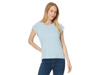 Lilla P Boxy Cuffed Sleeve Crewneck Womens Clothing Crystal : XS, Cotton/Modal